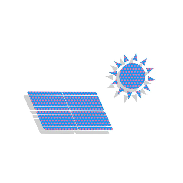 Güneş enerjisi paneli. Eko eğilim işareti kavramı. Vektör. Neon mavi ŞA — Stok Vektör
