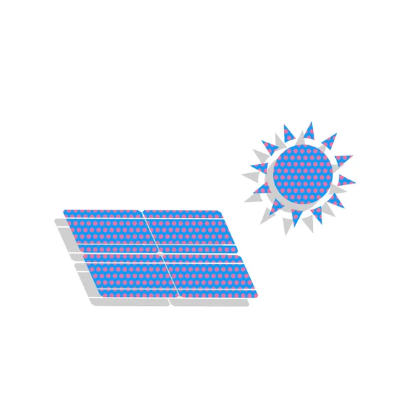 Painel de energia solar. Sinal de conceito Eco tendência. Vector. Néon azul ic — Vetor de Stock