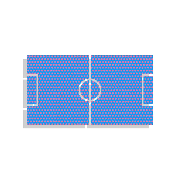 Campo di calcio. Vettore. Neon icona blu con ciclamino pois pa — Vettoriale Stock