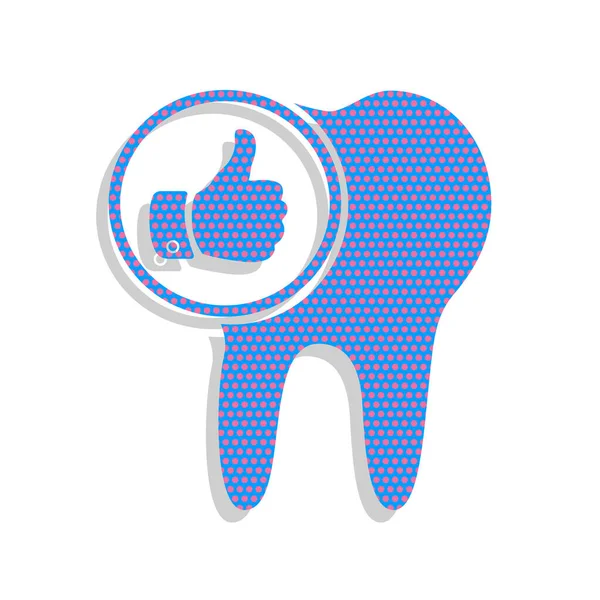 Signe de la dent avec le pouce vers le haut symbole. Vecteur. Icône bleu néon avec cy — Image vectorielle