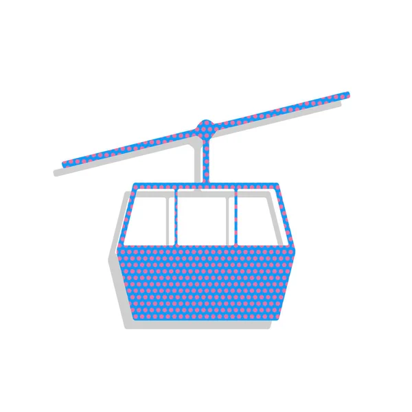 Funicular, sinal do teleférico. Vector. Ícone azul de néon com ciclame —  Vetores de Stock
