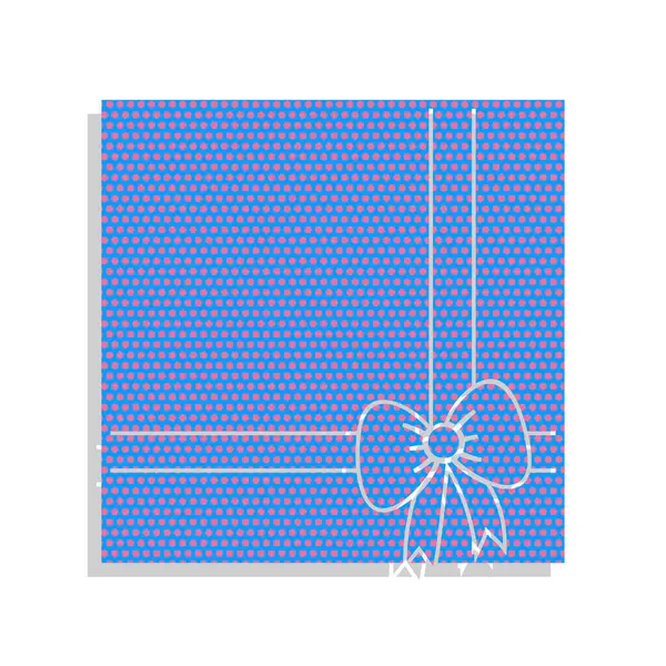 ギフト ボックス記号図。ベクトル。シクラメンとネオン青いアイコン — ストックベクタ