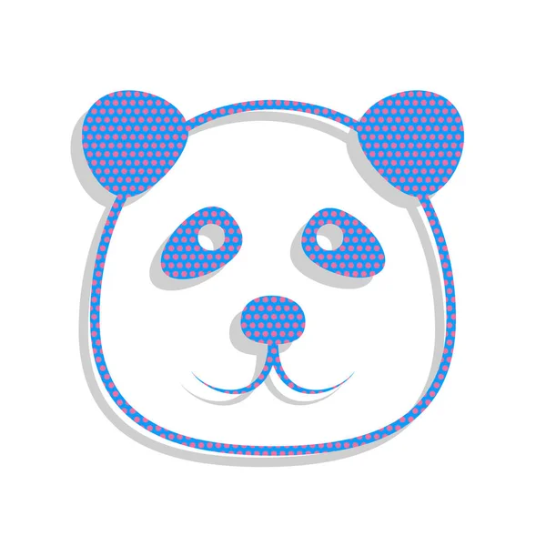 Illustrazione segno panda. Vettore. Icona blu neon con ciclamino po — Vettoriale Stock