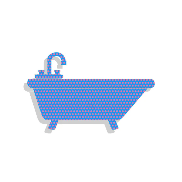 Badkar tecken illustration. Vektor. Neon Blå ikon med cyklamen — Stock vektor