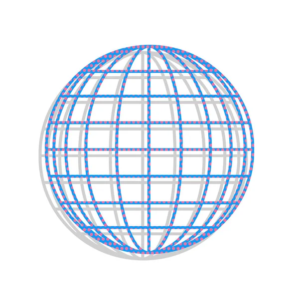 Globe ziemia znak. Wektor. Neon niebieski ikona cyklamen Grochy — Wektor stockowy