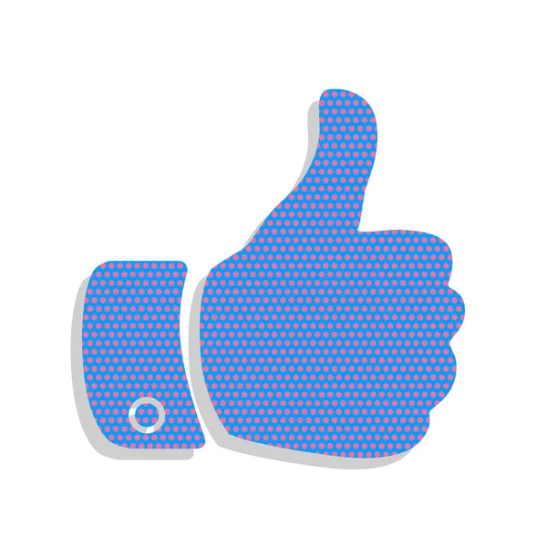 Ilustração do sinal da mão. Vector. Ícone azul néon com ciclame pol —  Vetores de Stock