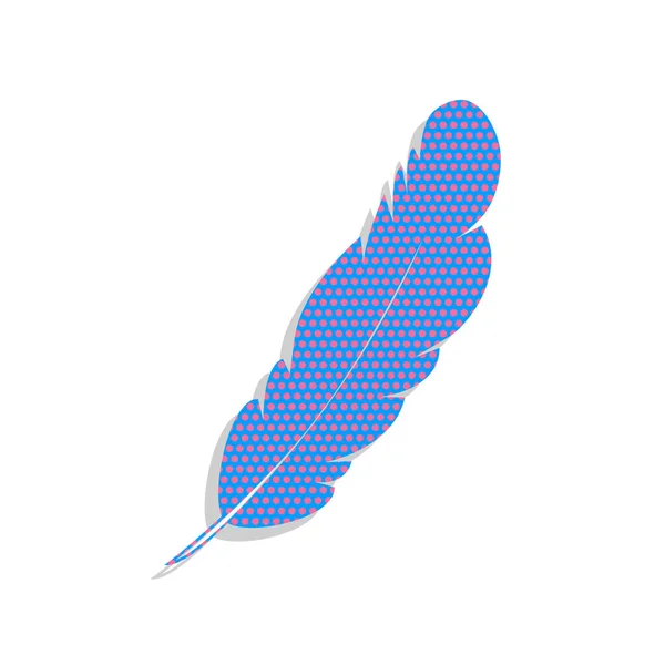 Signo de pluma ilustración. Vector. Icono azul neón con ciclamen — Archivo Imágenes Vectoriales