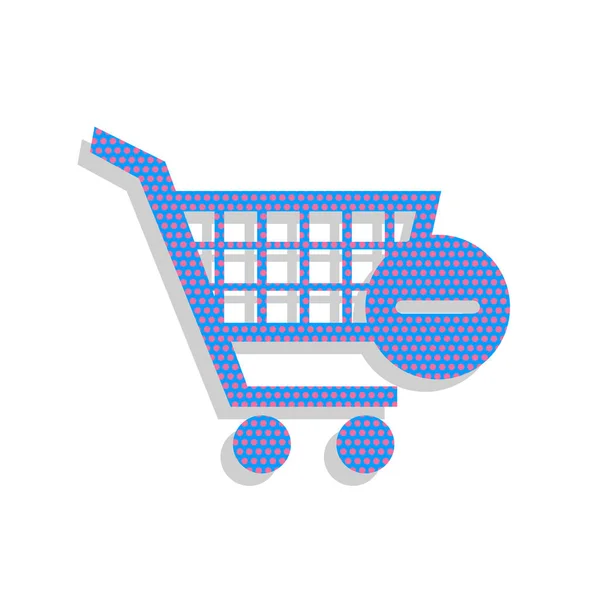 Shopping Cart with Remove sign. Vector. Neon blue icon with cycl — Stock Vector