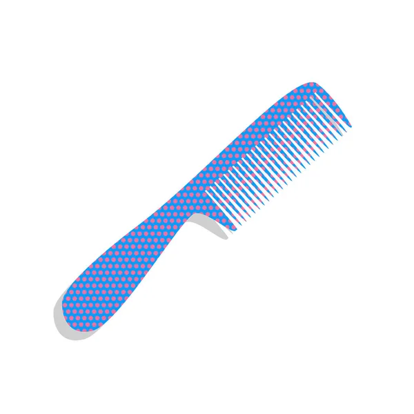 Segno semplice pettine. Vettore. Icona blu fluo con pois di ciclamino — Vettoriale Stock