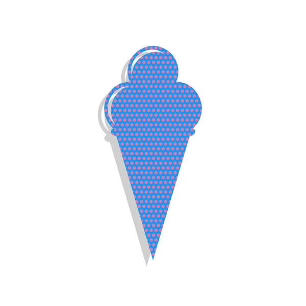 Ice Cream tecken. Vektor. Neon Blå ikon med cyklamen prickar — Stock vektor