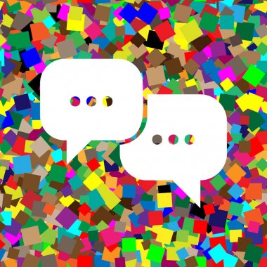 Konuşma işareti kabarcıklar. Vektör. W renkli arka plan üzerinde beyaz simgesi