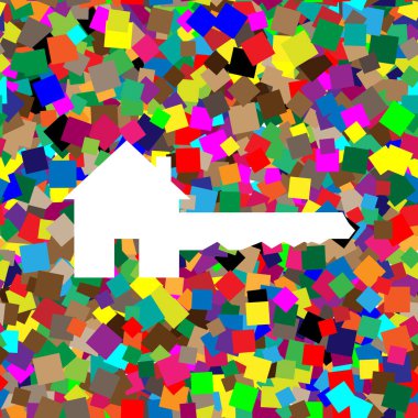 Ev anahtar işareti. Vektör. Se ile renkli arka plan üzerinde beyaz simgesi