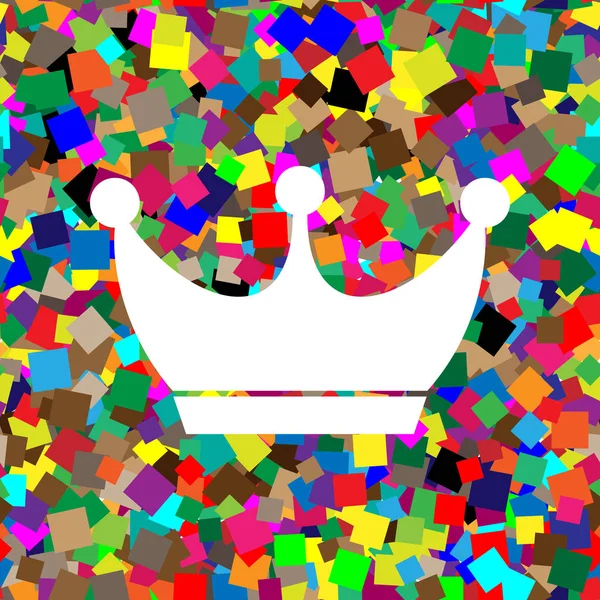 King crown tecken. Vektor. Vit ikon på färgstarka bakgrund med — Stock vektor