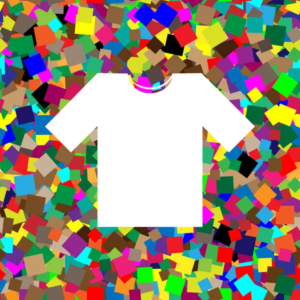 Illustration für T-Shirt-Zeichen. Vektor. weißes Symbol auf buntem Backgr — Stockvektor