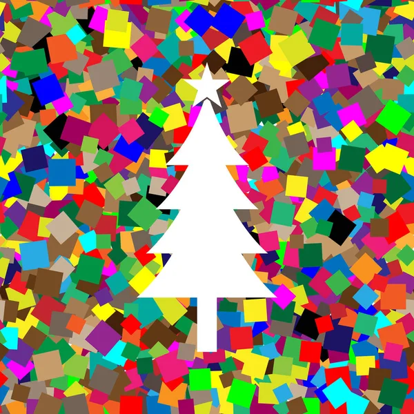 Yeni yıl ağacı işareti. Vektör. Beyaz renkli simgesine arka plan wi — Stok Vektör