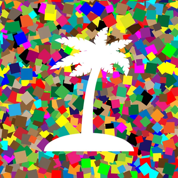 Знак кокосовой пальмы. Вектор. Белая икона на цветной заднице — стоковый вектор