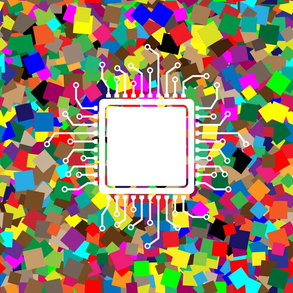 CPU mikroprocessor illustration. Vektor. Vit ikon på färgglada — Stock vektor