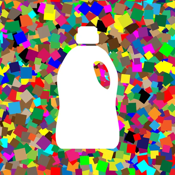 Plastikflasche zum Reinigen. Vektor. weißes Symbol auf buntem Rücken — Stockvektor