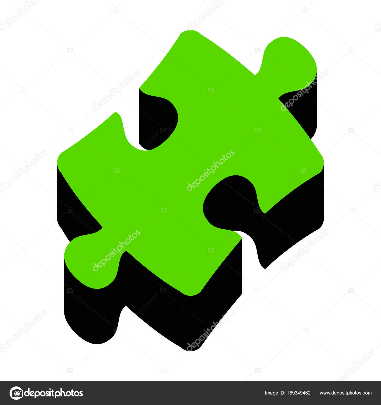 Puzzle Piece Sign Vector Green 3d Icon With Black Side On Whit Vector Image By C Asmati1702 Gmail Com Vector Stock 189349462