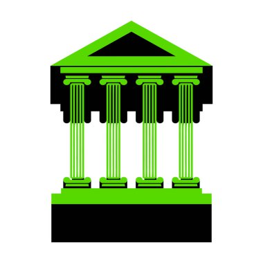 Tarihi bina illüstrasyon. Vektör. Bla ile 3D simge yeşil