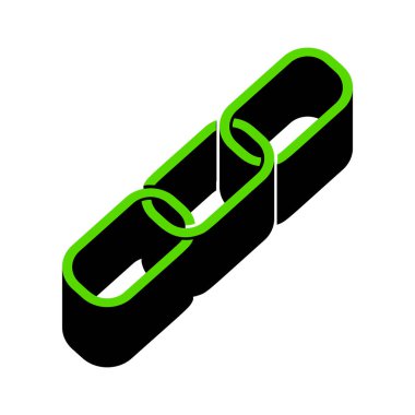 Bağlantı işaret illüstrasyon. Vektör. Üzerinde siyah tarafı ile 3D simge yeşil