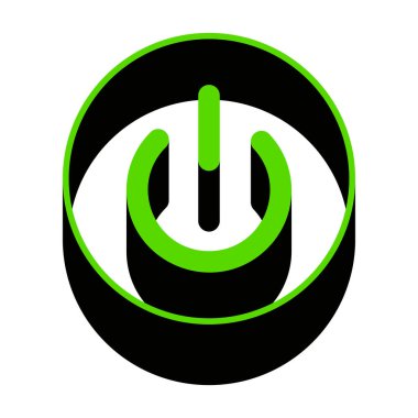 Açık kapalı geçiş işareti. Vektör. WHI üzerinde siyah tarafı ile 3D simge yeşil