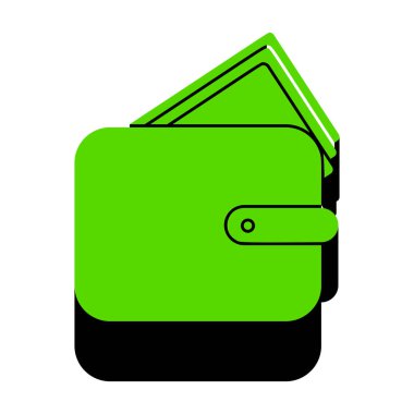 M-cüzdan işareti illüstrasyon. Vektör. Siyah tarafı ile 3D simge yeşil 