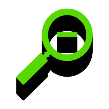 Yakınlaştırma işaretini illüstrasyon. Vektör. Üzerinde siyah tarafı ile 3D simge yeşil