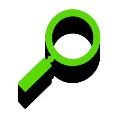 Yakınlaştırma işaretini illüstrasyon. Vektör. Üzerinde siyah tarafı ile 3D simge yeşil