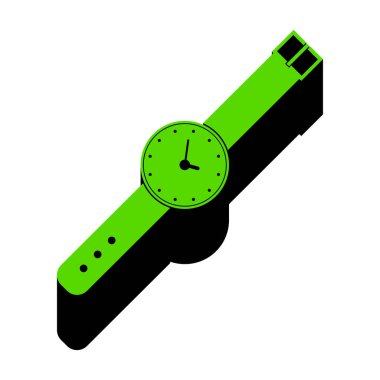 İşareti illüstrasyon izlemek. Vektör. Siyah yan o ile 3D simge yeşil