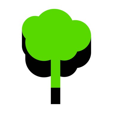 Ağaç işareti illüstrasyon. Vektör. Üzerinde siyah tarafı ile 3D simge yeşil