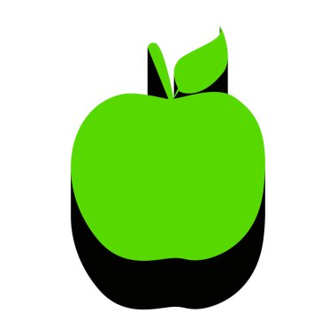 Elma işaret illüstrasyon. Vektör. Siyah yan o ile 3D simge yeşil