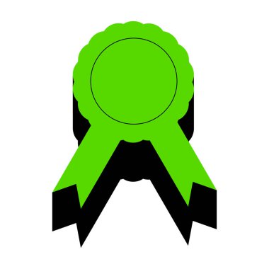 Etiket işareti kurdeleler. Vektör. WHI üzerinde siyah tarafı ile 3D simge yeşil