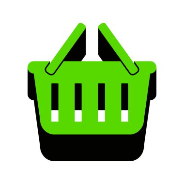 Alışveriş sepeti işareti. Vektör. W üzerinde siyah tarafı ile 3D simge yeşil