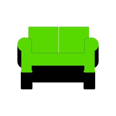 Kanepenin işareti illüstrasyon. Vektör. Üzerinde siyah tarafı ile 3D simge yeşil