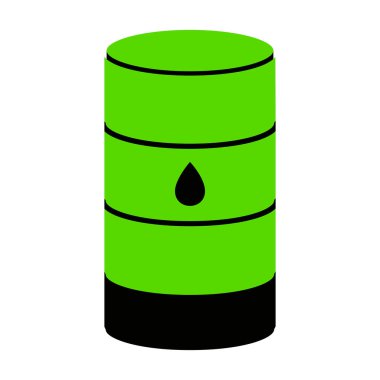 Petrol varil işaret. Vektör. Beyaz üzerine siyah tarafı ile 3D simge yeşil 