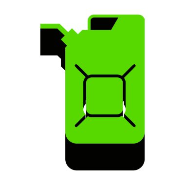Bidon petrol işareti. Jerry can petrol işareti. Vektör. 3D simge zekâ yeşil