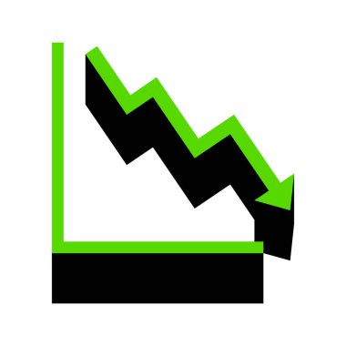 Aşağıya doğru gösteren kriz işaret eden ok. Vektör. 3D simge w yeşil