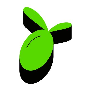 Zeytin işareti illüstrasyon. Vektör. Siyah yan o ile 3D simge yeşil
