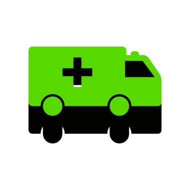 Ambulans işareti illüstrasyon. Vektör. Siyah si ile 3D simge yeşil