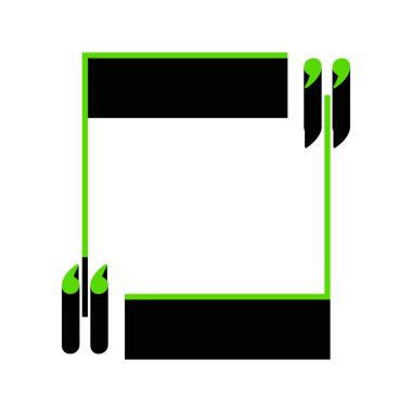 Metin tırnak işareti. Vektör. Beyaz üzerine siyah tarafı ile 3D simge yeşil 