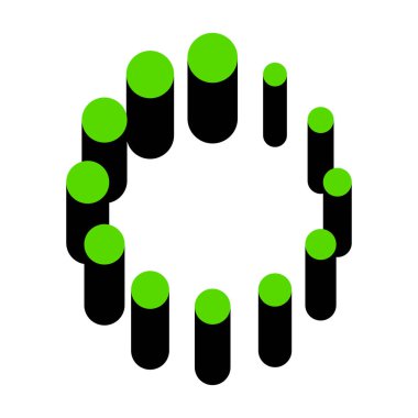 Dairesel yükleme işareti. Vektör. Üzerinde siyah tarafı ile 3D simge yeşil 