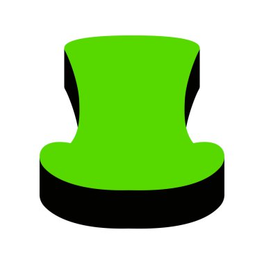 Silindir şapka işareti. Vektör. Siyah beyaz bac tarafında ile 3D simge yeşil