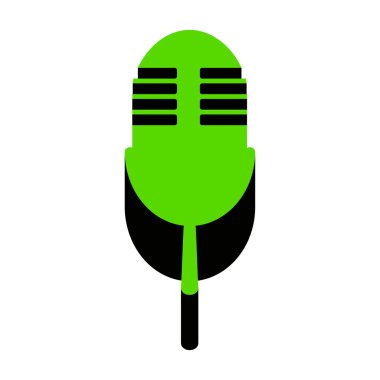 Retro mikrofon işareti. Vektör. Üzerinde siyah tarafı ile 3D simge yeşil 