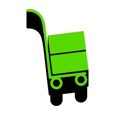 Kamyon işaret. Vektör. Beyaz üzerine siyah tarafı ile 3D simge yeşil 