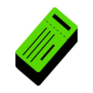 Bilet basit kayıt. Vektör. WHI üzerinde siyah tarafı ile 3D simge yeşil