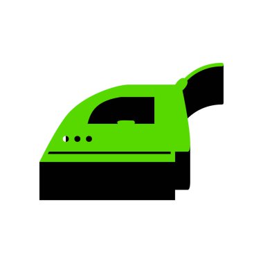 Demir işareti yumuşatma. Vektör. Wh üzerinde siyah tarafı ile 3D simge yeşil