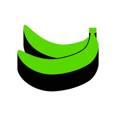 Muz basit kayıt. Vektör. WHI üzerinde siyah tarafı ile 3D simge yeşil