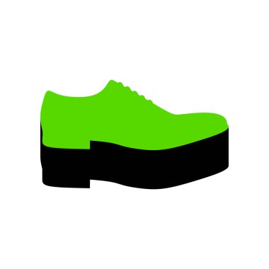 Erkek ayakkabıları imzala. Vektör. Siyah beyaz b tarafta ile 3D simge yeşil