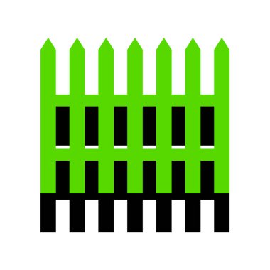 Çit basit kayıt. Vektör. Whit üzerinde siyah tarafı ile 3D simge yeşil